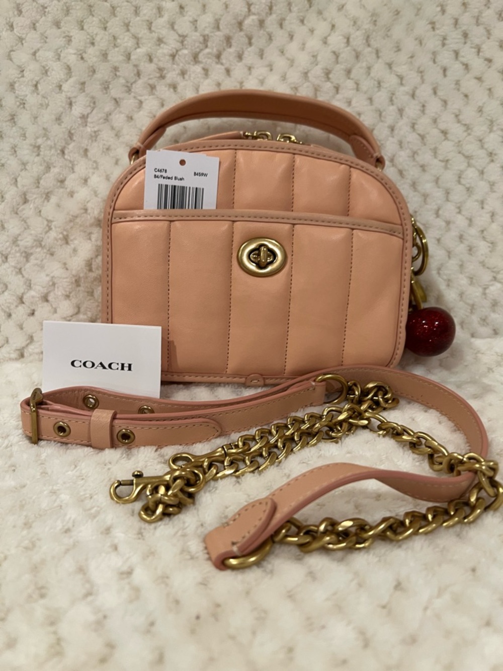 Coach Quilted  leather Vintage Lunchbox Reedition  Top handle crossbody in Blush